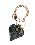 Obsidian Leather Heart Bag Charm