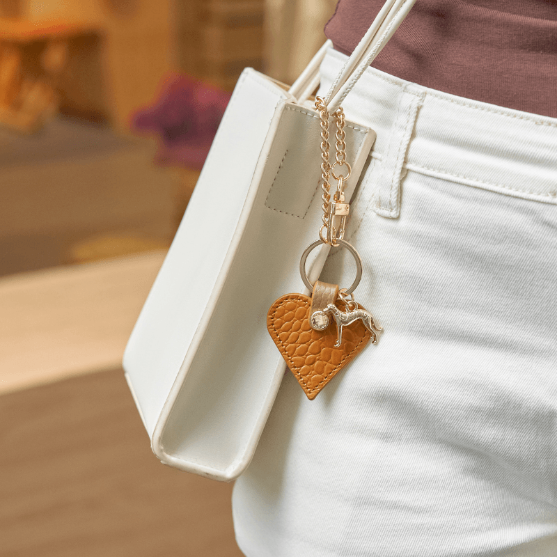 Amber Leather Heart Bag Charm - BONDIR